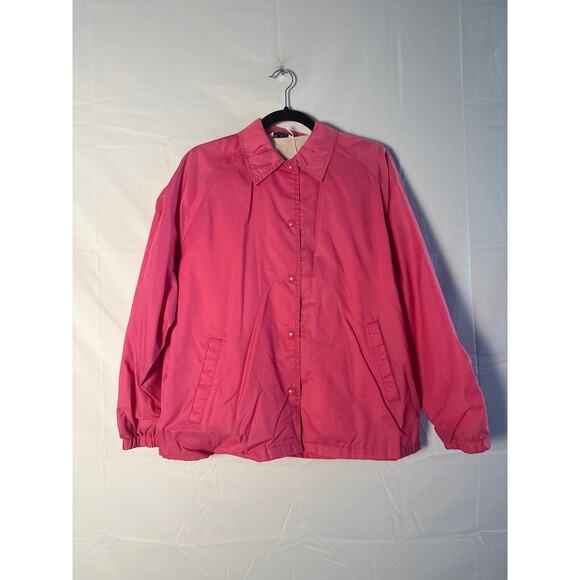 Vintage 80s Blair Pink Lined Button Snap Front Bomber Jacket Coat Size Large - Picture 1 of 4